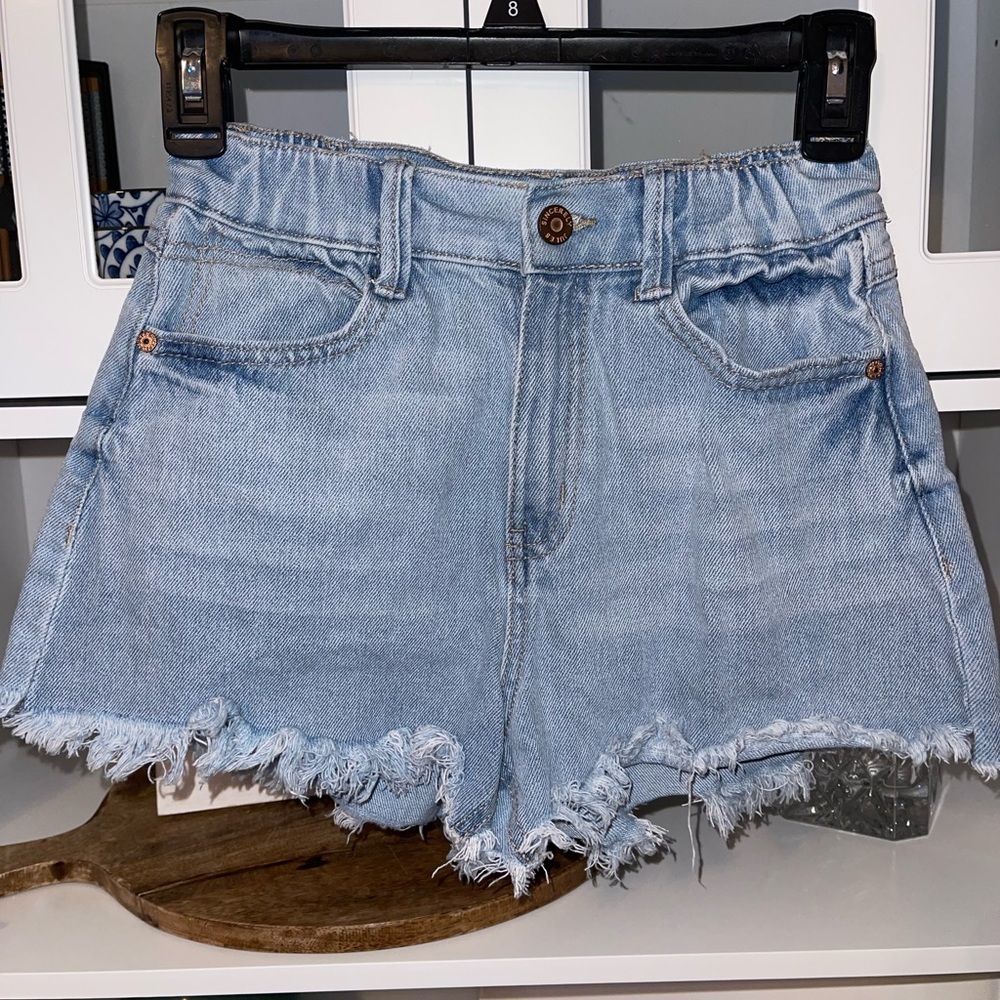 Denim Jean Short with Ripped Ends